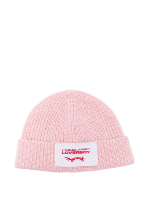 Charles Jeffrey Loverboy logo-patch beanie hat Pink 062130304