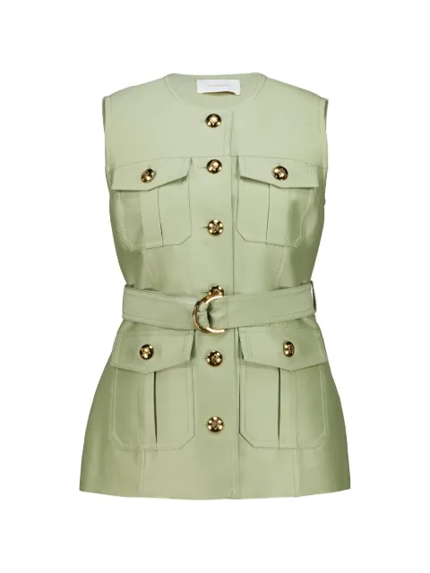 ZIMMERMANN Luna wool silk utility vest Green 7399JS261