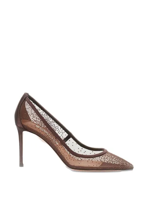 Aquazzura mesh rhinestone pumps White NDEMIDP0SHIESP