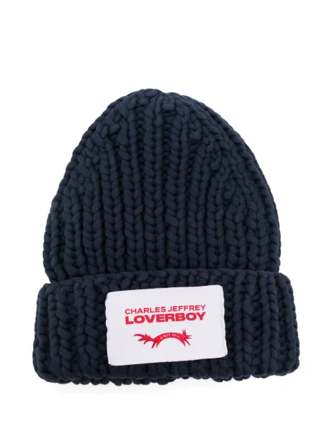 Charles Jeffrey Loverboy Chubby logo-patch beanie hat Blue 062130404