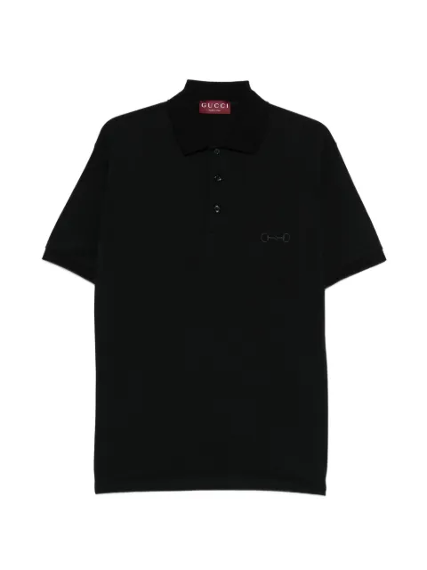 Gucci embroidered polo shirt Black 854796XJHQP