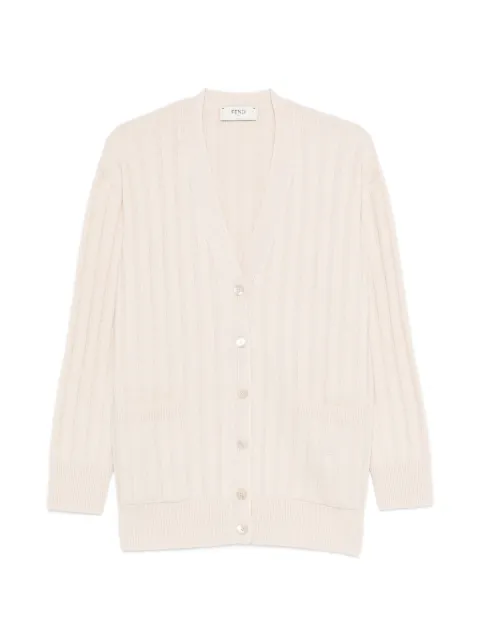 FENDI ribbed pocket cardigan Neutrals FZE556AYM3