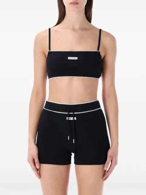 Marine Serre logo-patch cropped top Black WTO476ACJER0011BK99