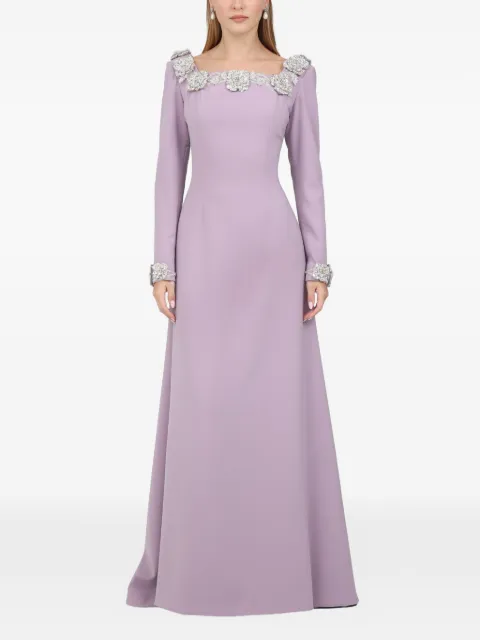 Dina Melwani floral-embellished maxi dress Purple DM2026170