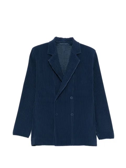 Homme Plissé Issey Miyake pleated double-breasted jacket Blue HP66JD150