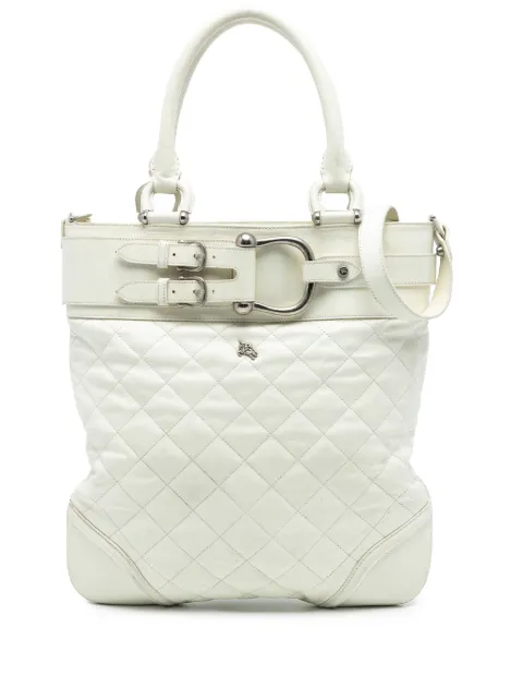 Burberry Pre-Owned 2000-2017 Quilted Leather Hillgate Convertible Tote satchel White QXIP9HXG7AMP87IH