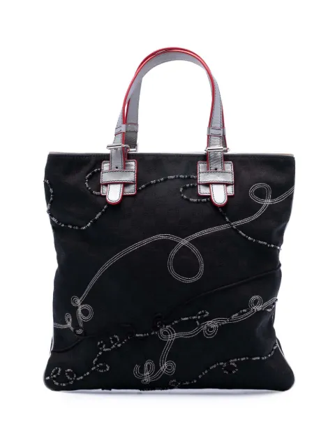 Loewe Pre-Owned 2005 Anagram Beaded Jacquard tote bag Black B1BWZBBW4XNTYM90