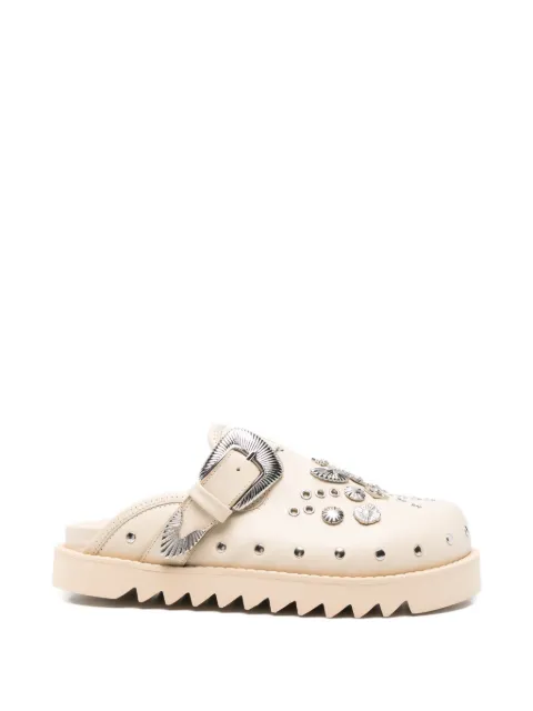 Toga Virilis buckle-embellishment leather slippers Neutrals FTVRM106610505