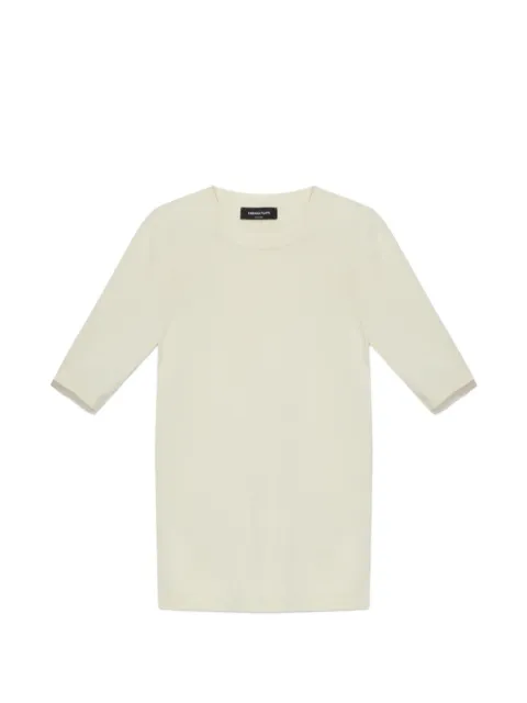 Fabiana Filippi tulle-trim knitted T-shirt Neutrals MAD276F0420000M219