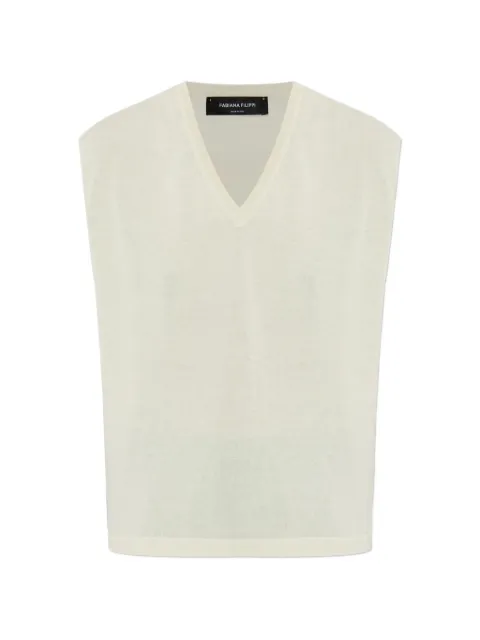 Fabiana Filippi V-neck sleeveless vest Neutrals MAD276F4510000M219
