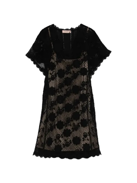TWINSET floral-appliqué lace dress Black 261TT3160