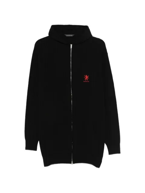 Balenciaga logo-embroidered cable-knit hoodie Black 857280T1767