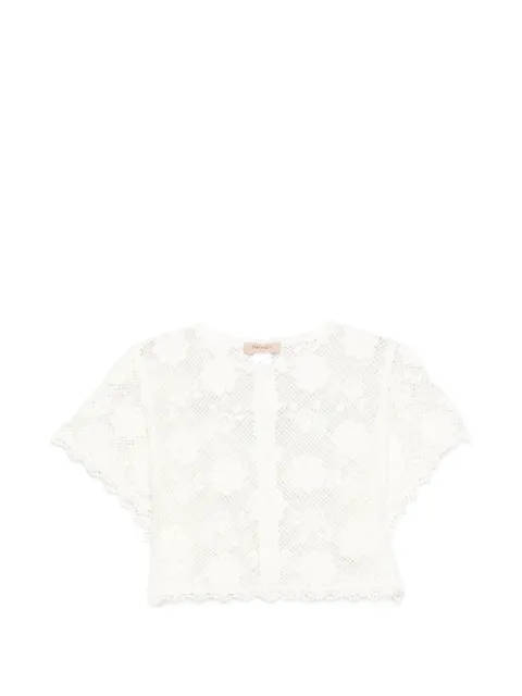 TWINSET floral knit shirt White 261TT3161