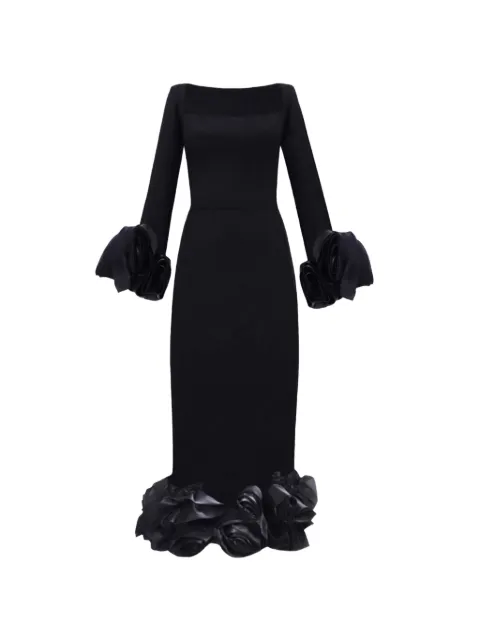 Gemy Maalouf floral-details midi dress Black LPPF247309MD