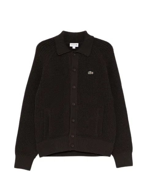 Lacoste logo-patched long-sleeve cardigan Brown AH078700