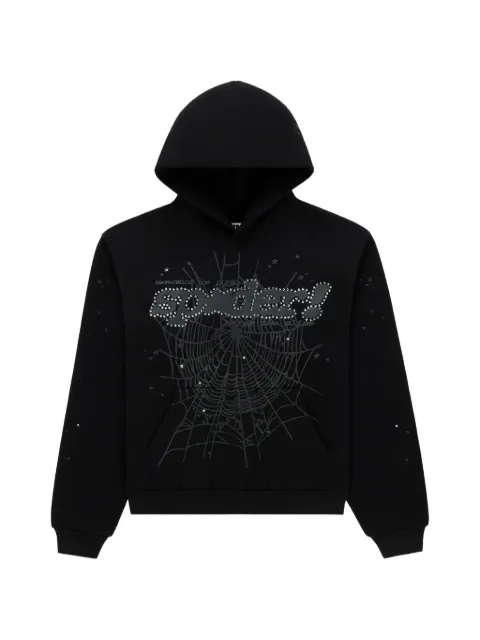 SP5DER Rhinestone Punk V2 long-sleeve hoodie Black SP5DER337