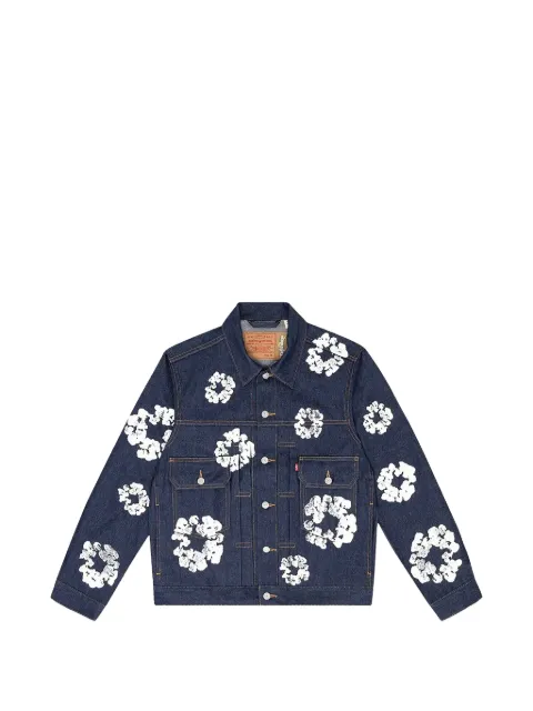 Denim Tears floral-detail denim jacket Blue DT400