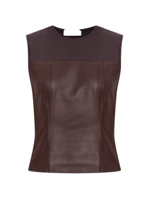 SAMSOE SAMSOE Sapia ribbed-detail lambskin top Brown F26100186