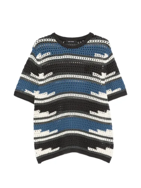 Daily Paper striped open-knit T-shirt Black 2610006