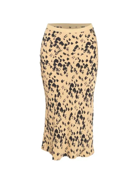 ANINE BING Bar patterned silk midi skirt Neutrals RFCPUGBCL704067W