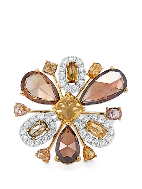 HYT Jewelry floral diamond ring Brown R1333HR