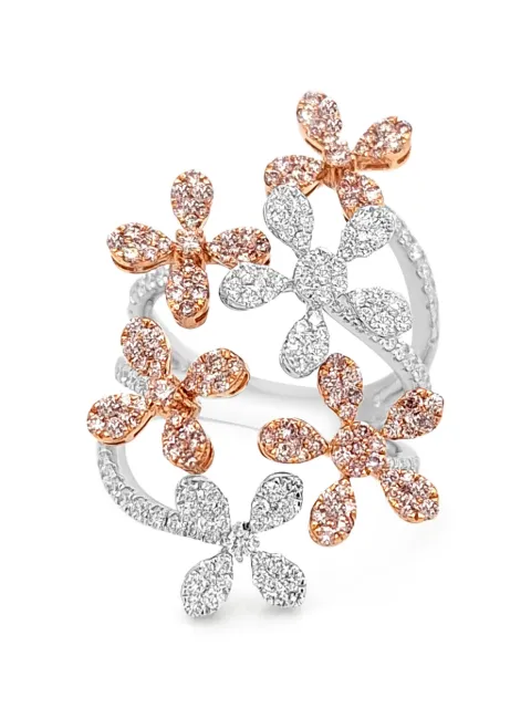 HYT Jewelry floral-motif diamond ring Silver R1353JN