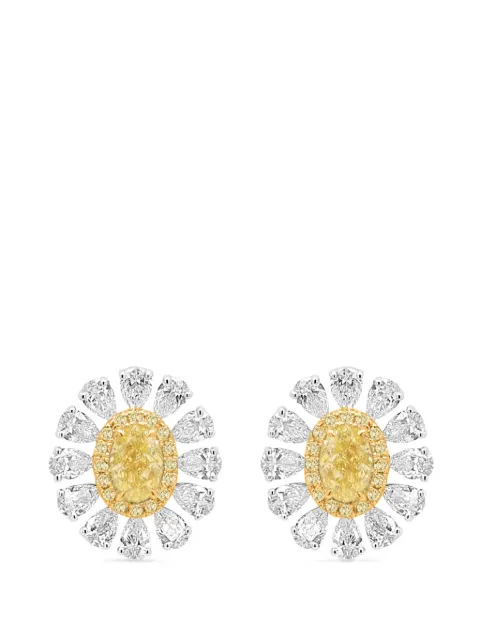 HYT Jewelry floral-motif diamond earrings Silver E435HR