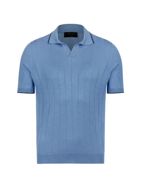 Gran Sasso ribbed V-neck T-shirt Blue 4318123510530
