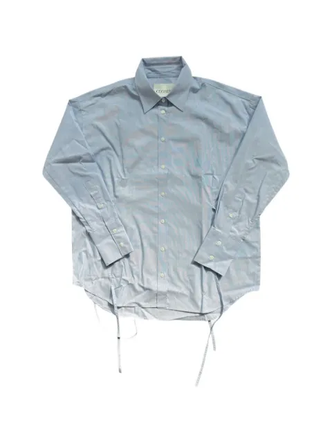 Closed button-up tie-detail cotton shirt Blue C9433024P22565