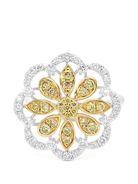 HYT Jewelry floral diamond ring Silver R1352JN