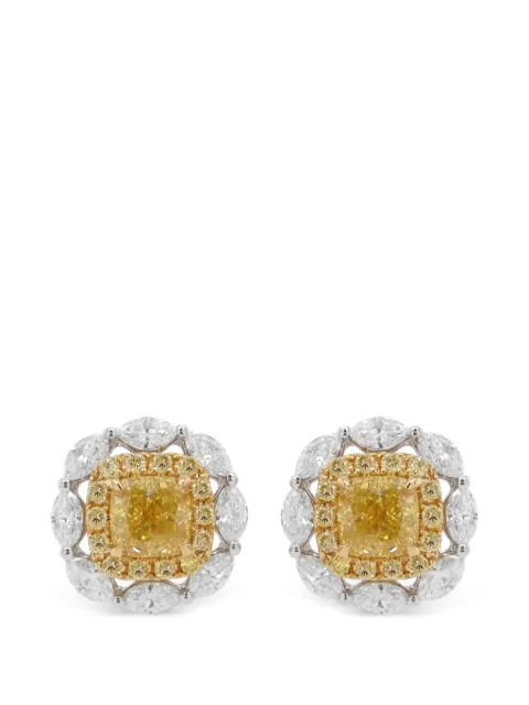 HYT Jewelry yellow diamond white diamond earrings Silver E478HR