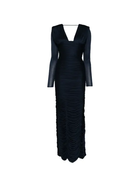 Versace Draped Silk Crêpe Midi Dress Blue 10251291A17967