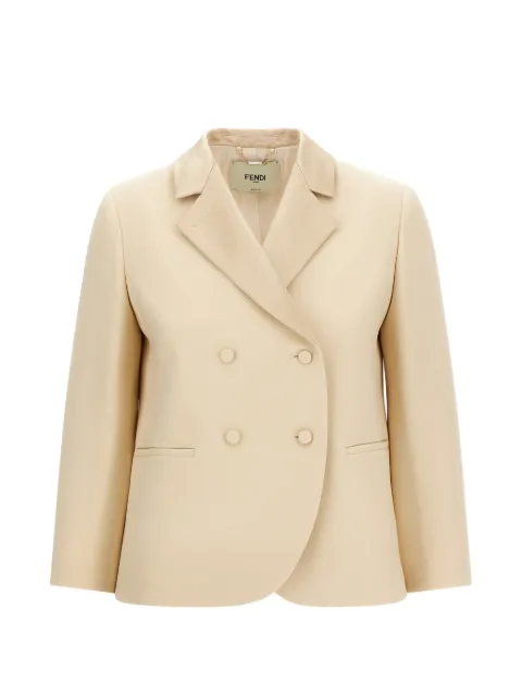 FENDI double-breasted silk-lapel blazer Neutrals FJ7676AC4G