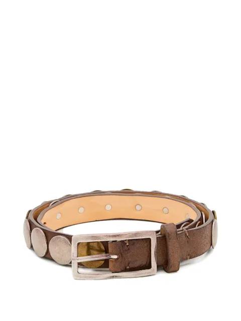 Reptile's House rectangular buckle studded leather belt Brown D618V32003TMORO