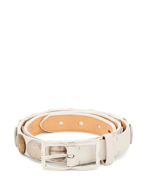 Reptile's House round studs buckle leather belt White D618V32052GESSO