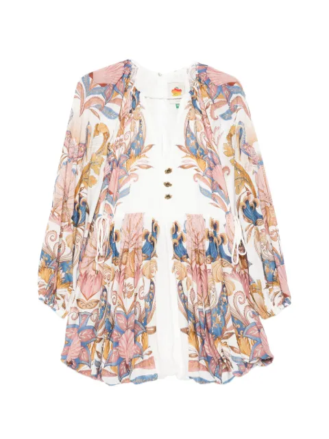FARM Rio Sea Garden floral-print mini dress White 347770