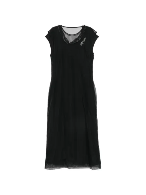Simone Rocha crystal-embellished lace-trim midi dress Black 7438B0553