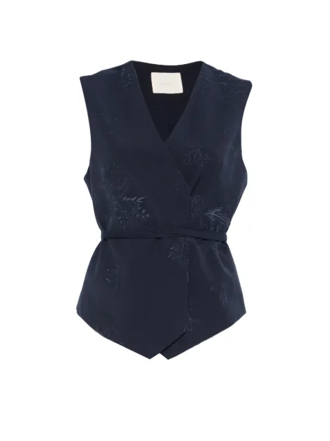 TWINSET embroidered waistcoat with belt Blue 261TE2021
