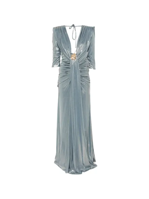 BABYLON V-neck ruched maxi dress Blue WS00911