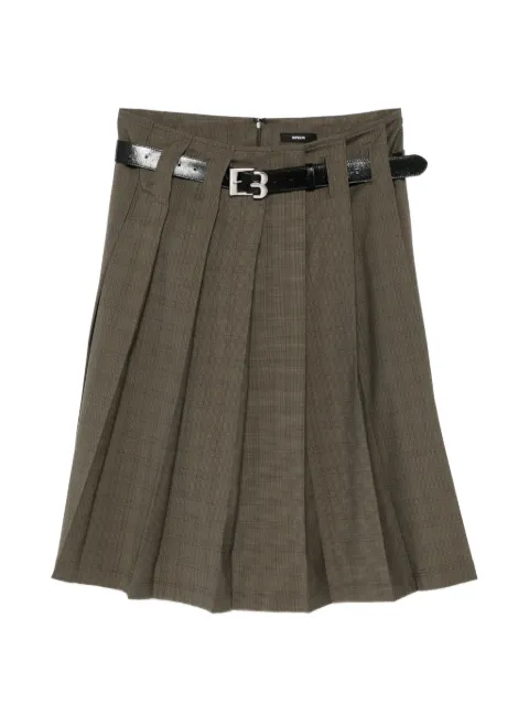 BONBOM plaid midi skirt Brown SKIRT7