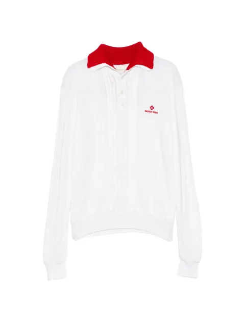 SHUSHU/TONG contrast-collar knitted polo top White FSDFTO19