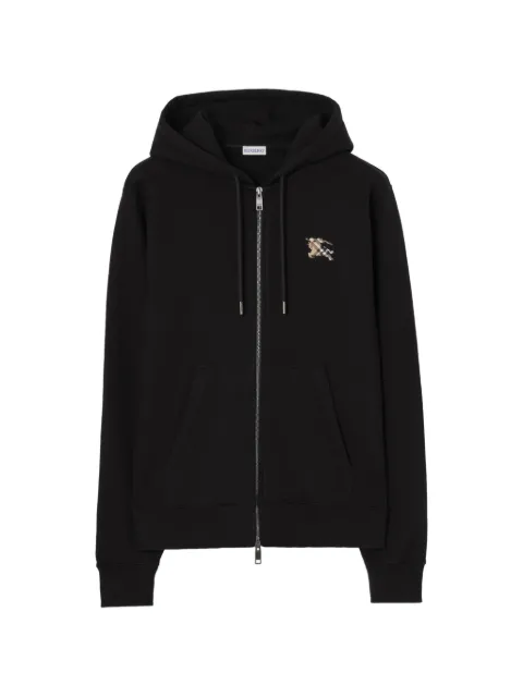 Burberry Check Knight stamp cotton zip hoodie Black 8126449