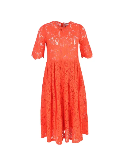 GANNI lace detailed midi dress Red RFCPUGBCL693785W