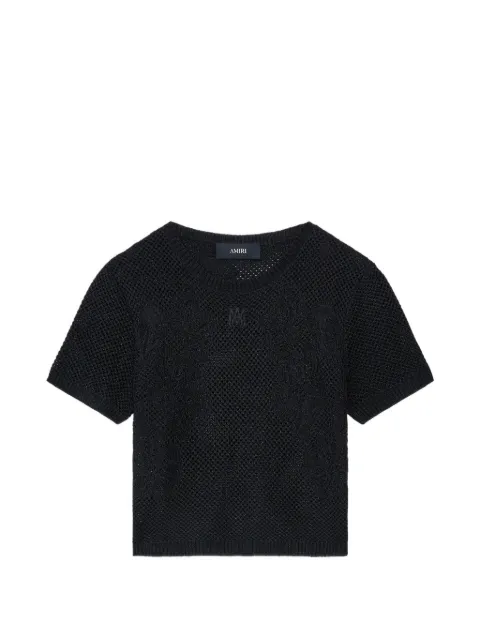 AMIRI floral crochet tee Black AWTOKN1032