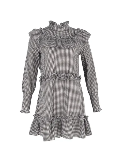 GANNI gingham ruffled mini dress Grey RFCPUGBCL693794W