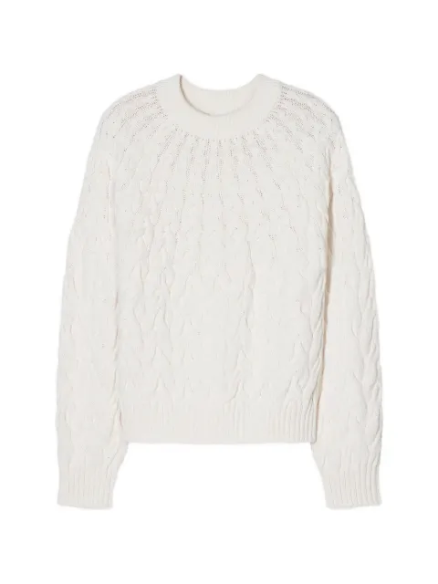 Closed crew-neck cable-knit sweater White C9658995122