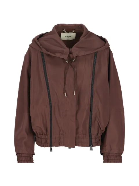 FENDI hooded zip-up bomber jacket Brown FJ7721AW9B