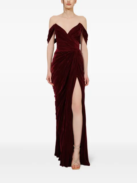 Iris Serban Charlotte off-shoulder slit maxi dress Red CHARLOTTE
