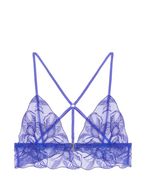Fleur Of England Iris Boudoir floral-embroidery bra Blue IRISBOUDOIRBRA