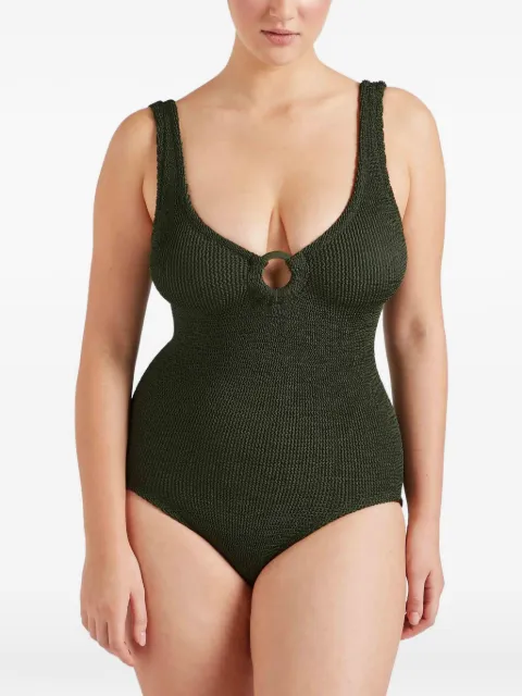 Hunza G Celine circle-detail swimsuit Green CELINESWIMMCRIN
